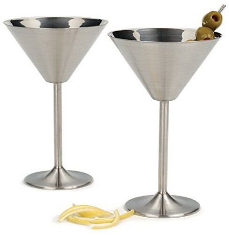 Image de Danesco, Martini for two, verres à cocktail  avec fourchettes à olives, acier inoxydable, Steel-function of Scandinavia 
